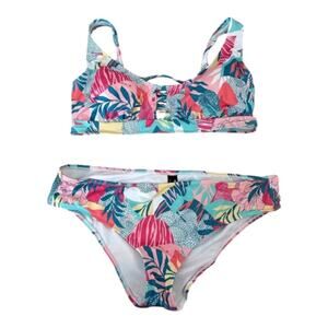 Hurley tropical floral bikini moderate coverage plus size 1X, 2X,‎ 3X NEW